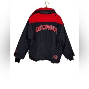 🐾‎ Champion Georgia Bulldogs Jacket XL Red & Black Vintage 90s Puff Coat 🏈